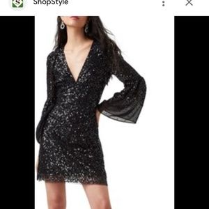 Sequinned Cellienne long sleeved mini dress, French connection